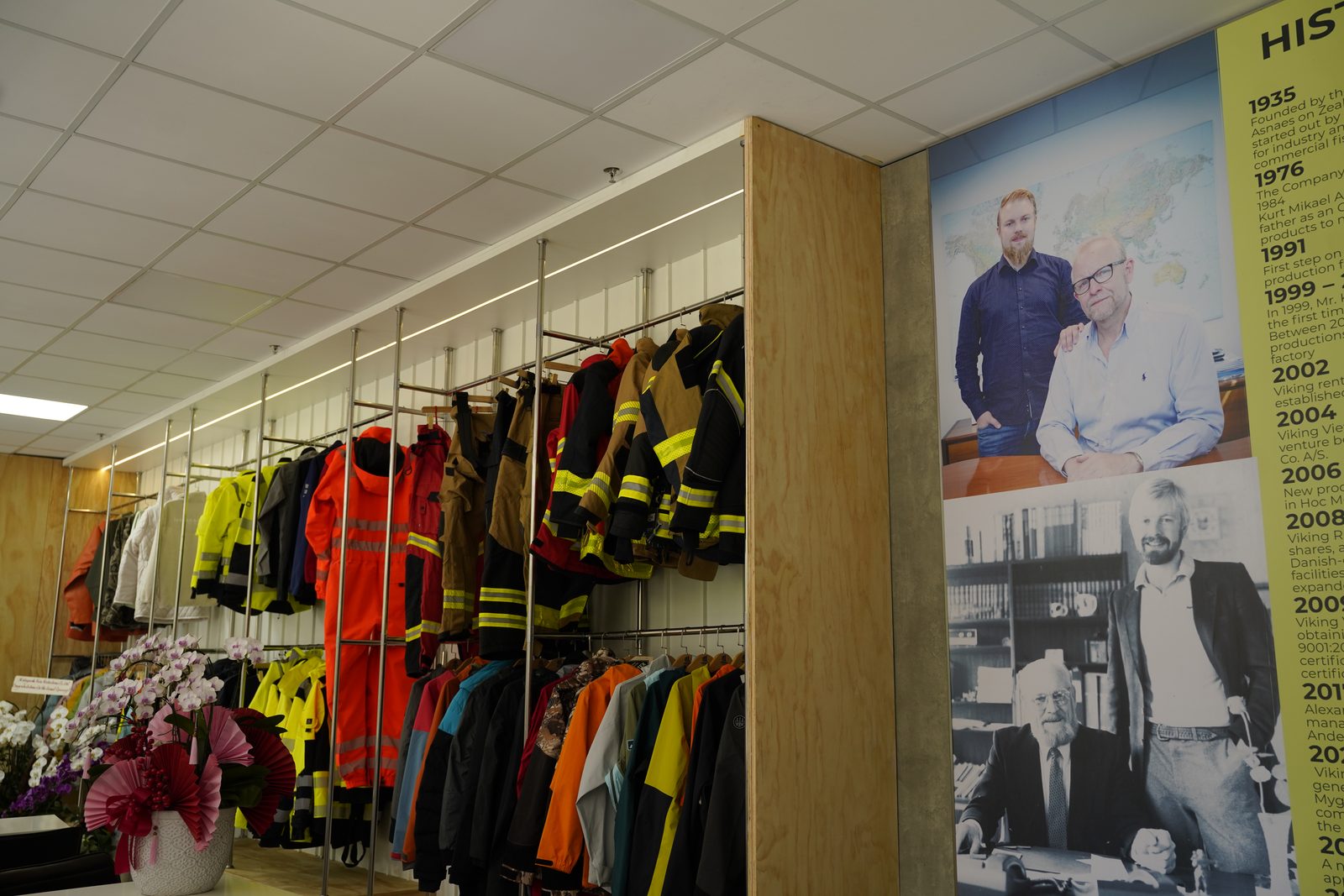 Product display and company history area at Viking Vietnam