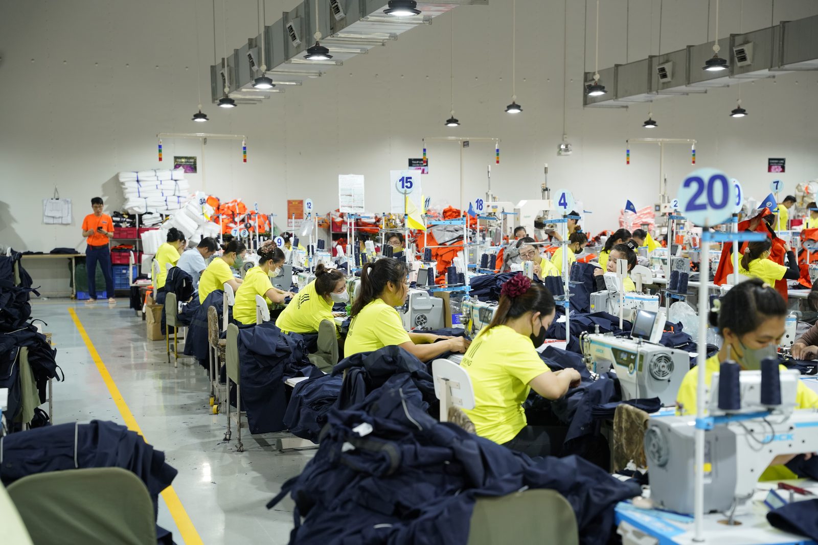 A sewing line at Viking Vietnam running as a flow of operations, where efficiency comes from stability rather than speed alone