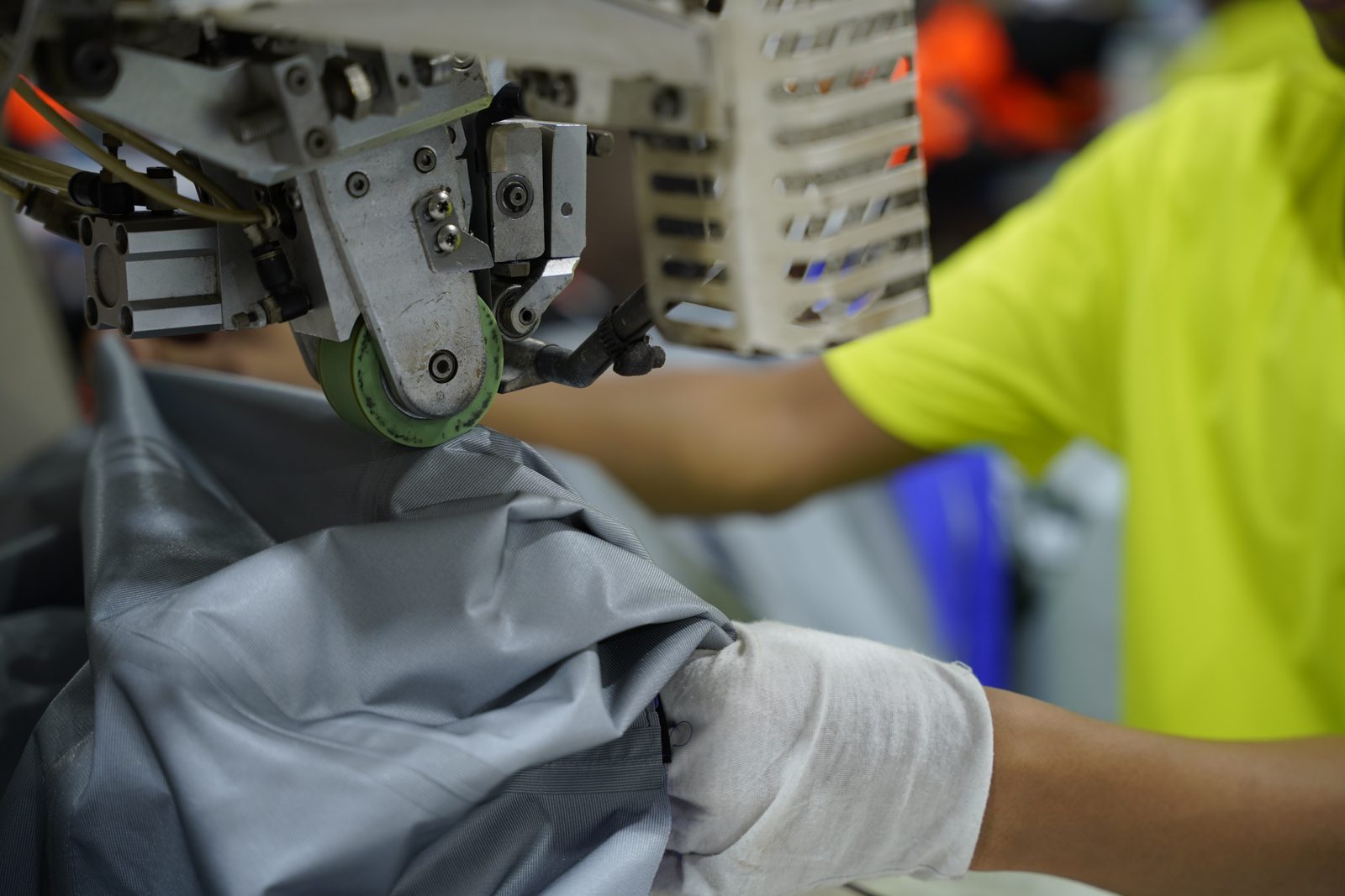 Sewing operation on a reflective protective garment