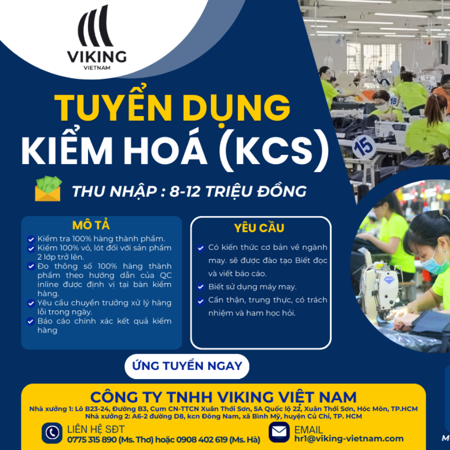 📢 TUYỂN DỤNG NHÂN VIÊN KIỂM HÓA (KCS) - THU NHẬP LÊN ĐẾN 12 TRIỆU