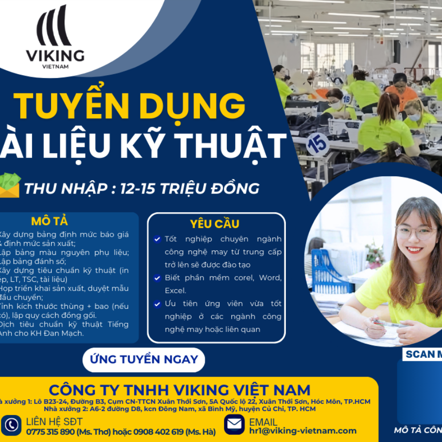 📢 TUYỂN DỤNG NHÂN VIÊN TÀI LIỆU KỸ THUẬT - THU NHẬP LÊN ĐẾN 15 TRIỆU